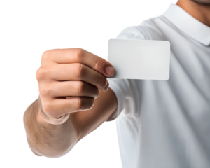 Male Hand Holding a Blank Card, Business Concept, Empty Space for Text, Professional Template