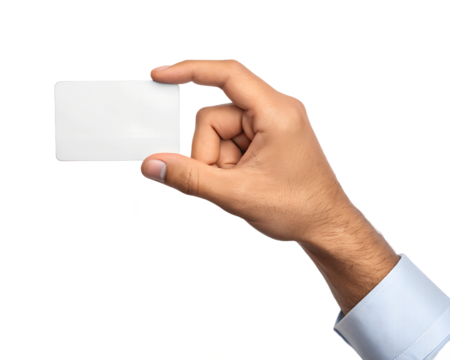 Male Hand Holding a Blank Card, Clean Template, Space for Personal Message, Business Presentation