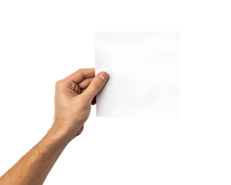 Male Hand Holding a Square Blank Sheet of Paper, Minimalist Design, Empty Space for Ideas