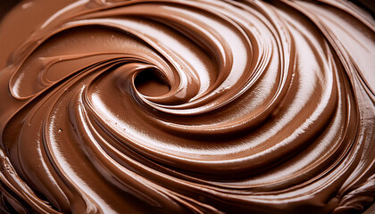 Naklejka premium mocha mousse texture showing glossy chocolate swirls frothy layers and subtle beige highlights
