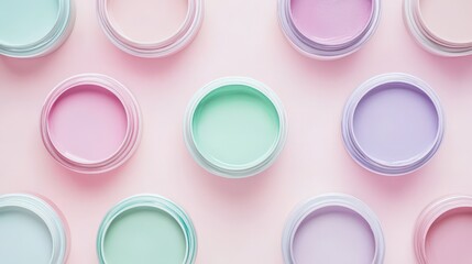 Pastel Colored Creams in Circular Containers on Pink Background