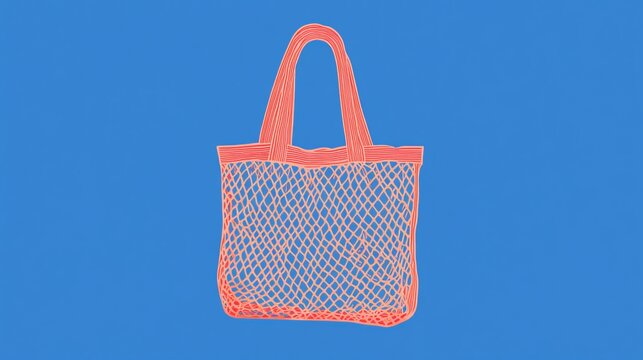 Eco-Friendly Reusable Net Shopping Bag Grocery Ecobag Illustration for Sustainable Shopping Practices