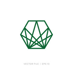 cannabis leaf hemp cbd hexagon logo
