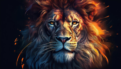 Fototapeta premium portrait of a roaring lion with an aggressive look isolated generative ai generativ ki