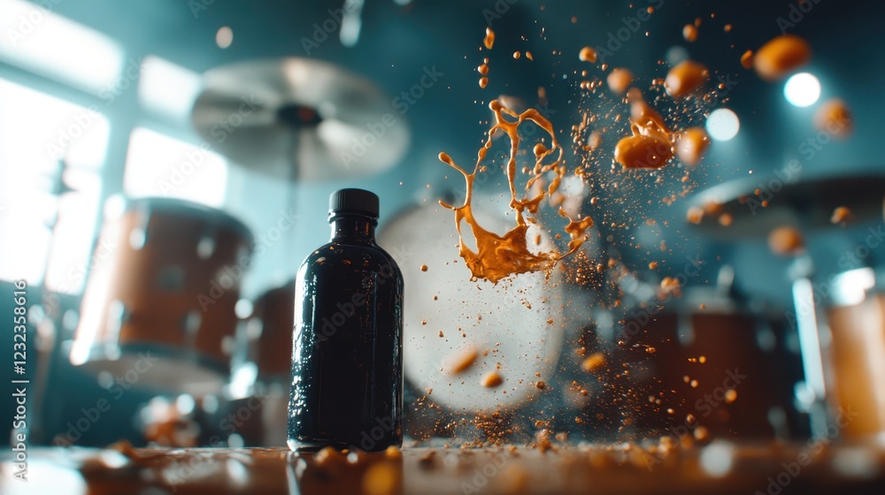 Aufkleber an impressive image showcasing orange paint bursting from a bottle, encapsulating the lively essence