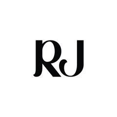 RJ monogram logo design letter text name symbol monochrome logotype alphabet character simple logo