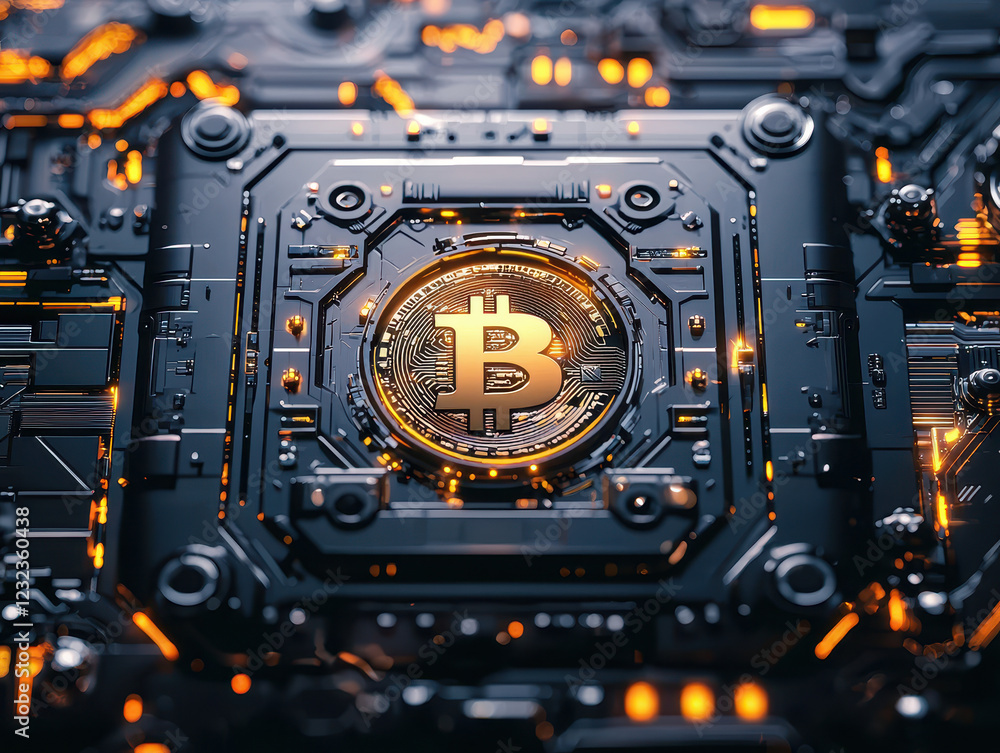 Poster innovative cyber vault door showcasing blockchain security features with advanced ai algorithms for 