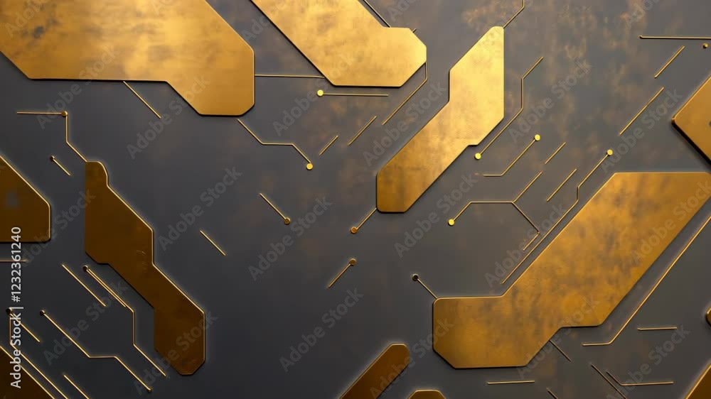 Poster abstract circuitry patterns in metallic tones representing futuristic technology and modern digital 