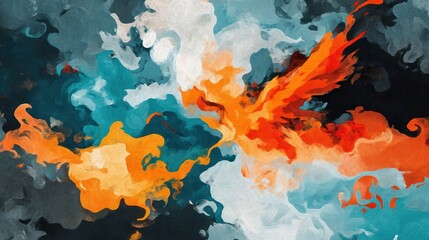 Abstract Orange and Teal Swirls