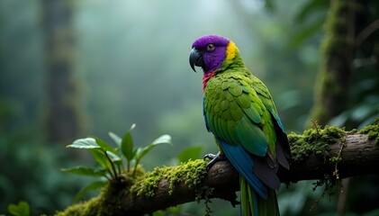 Naklejka premium green and purple macaw