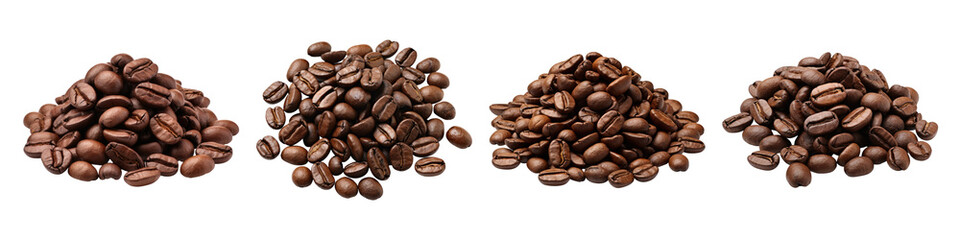 Naklejka premium Coffee beans isolated on transparent background, PNG, Set of