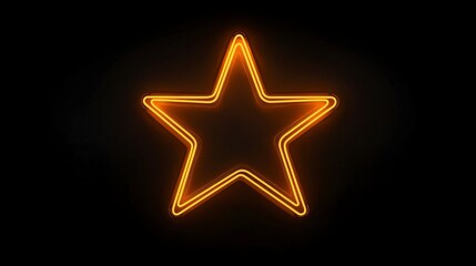 Obraz premium Glowing Neon Orange Outline of Star on Black Background