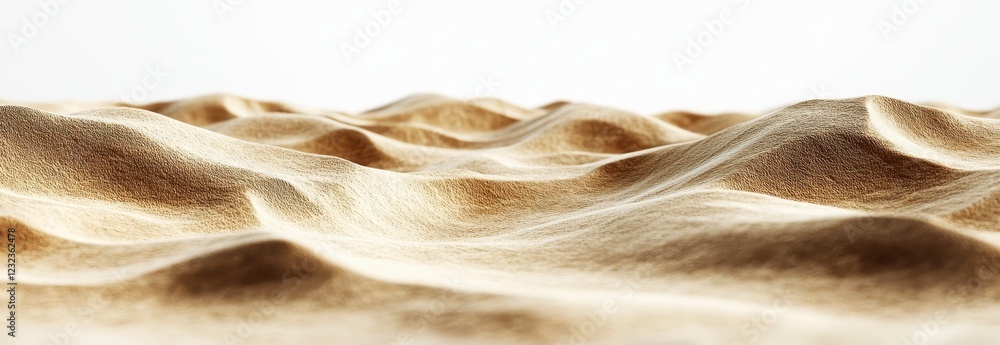 Poster abstract beige sand dune landscape, digitally rendered with a softly textured surface and subtle lig