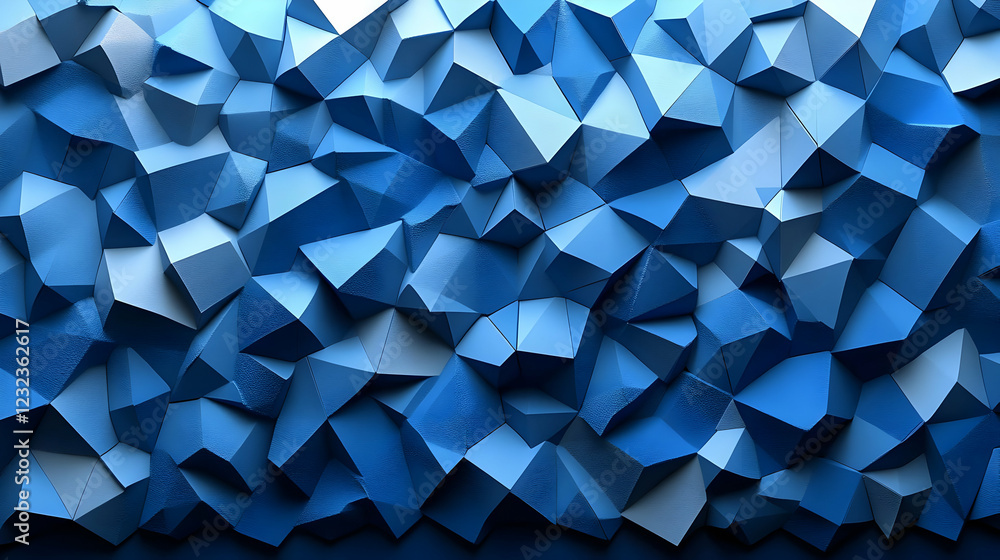 Poster abstract blue low poly background creates stunning visual with triangular facets and textured surfac