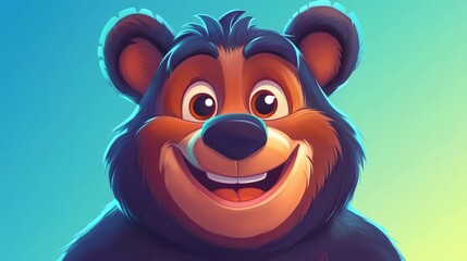adorable bear character portrait cute expression front angle vibrant digital art
