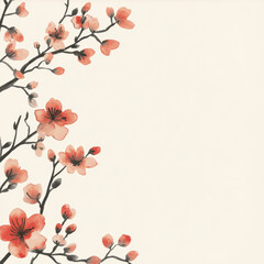 Delicate cherry blossoms on a white background.