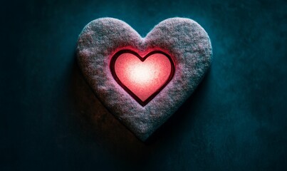 Obraz premium Glowing heart shape inside textured heart.