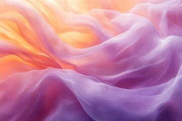Obraz premium Soft waves of colored fabric flow gently, creating a warm, atmospheric backdrop with layered textures and gradients