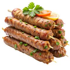 Stack of seekh kabab isolated on transparent background