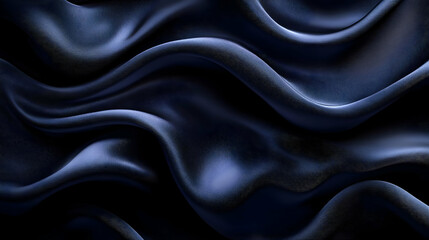 Fototapeta premium Dark Blue Fabric Flows and Creates Elegant Waves, Perfect for Backgrounds