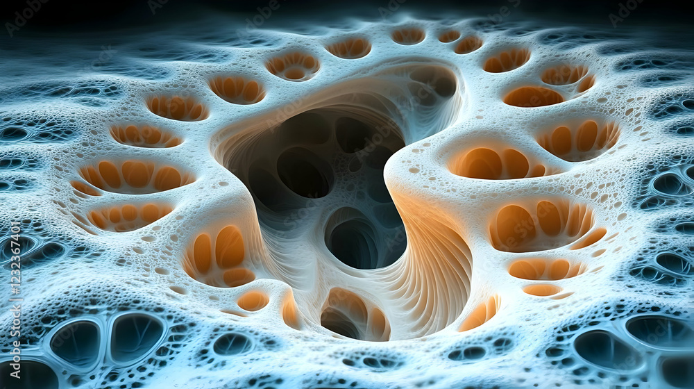 Fototapete abstract organic structure forms a complex, intricate pattern with holes and cavities