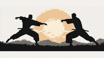 judokas fighters fighting men silhouette vector ilustration