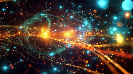 Naklejka premium Quantum Computing Systems in Glowing Futuristic Labs