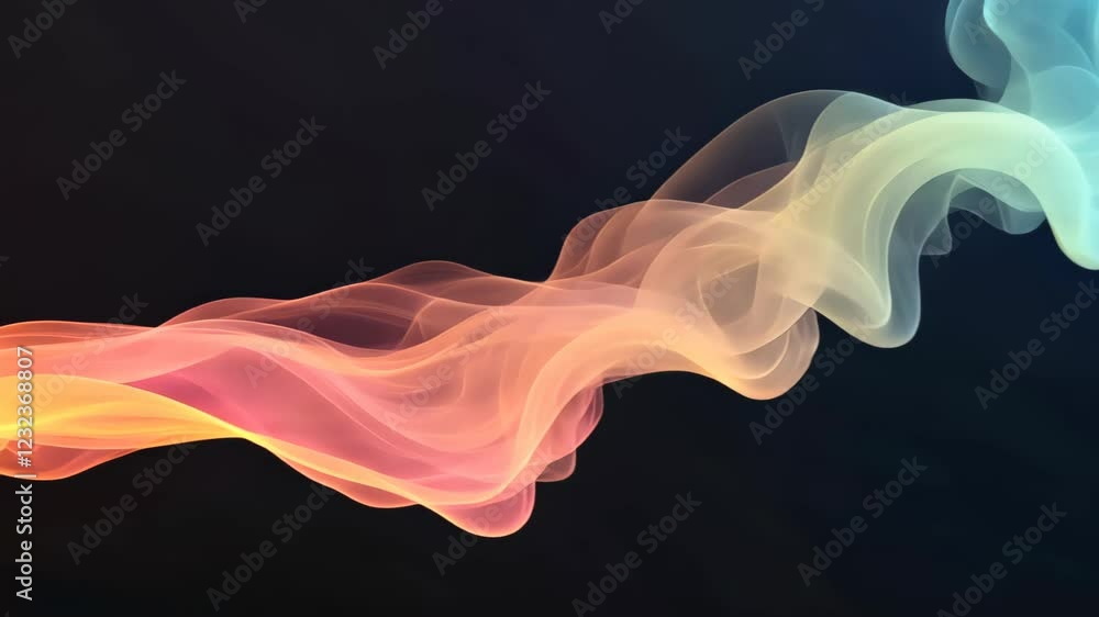 Poster colorful smoke trails flowing on black background illustrating abstract creative energy and vivid mo