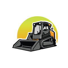 Skid Steer Track Loader Bulldozer Vector Illustration. Best for Construction and Excavating Related Industry