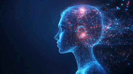 Obraz premium Abstract Visualization of AI Agents Enhancing Person