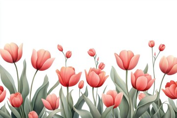 Vintage Watercolor Floral Arrangement of Tulips on a Soft Background