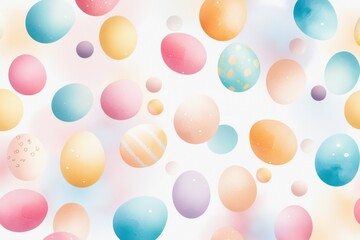 Cheerful Watercolor Easter Eggs Scatter on Delicate Background