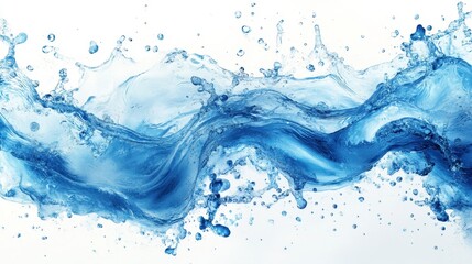 ** Dynamic Splash of Blue Water on White Background Capturing Motion and Fluidity in High Resolution..**