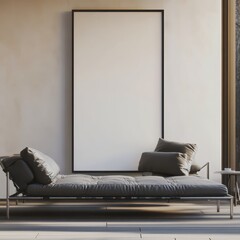 blank white fram and plant in the living room