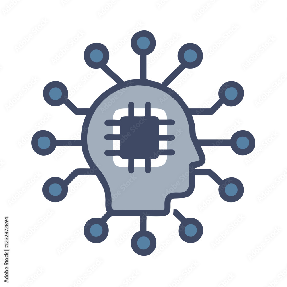 Aufkleber artificial intelligence icon vector simple ai symbol for digital innovation and future technology