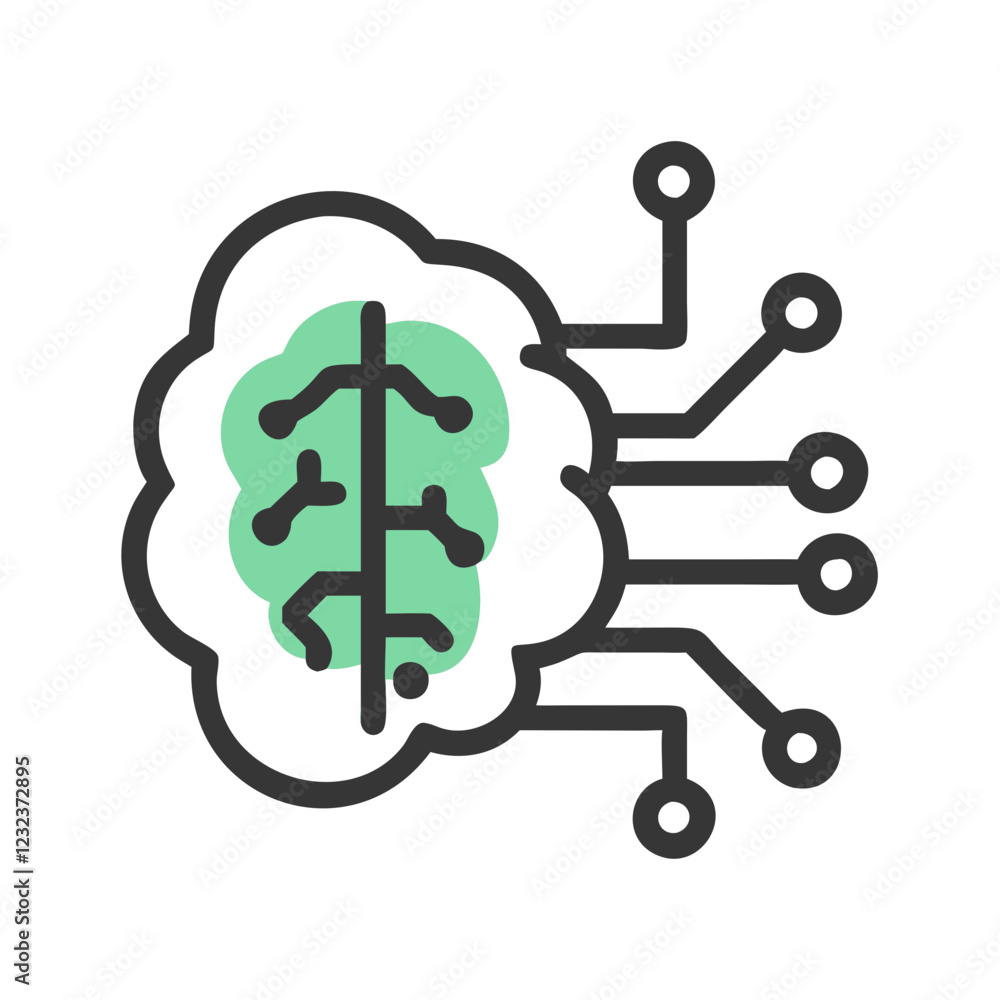 Poster artificial intelligence icon vector illustration of ai technology and machine learning concept