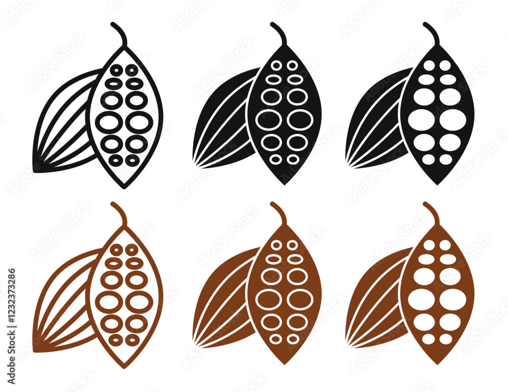 Wall mural cocoa beans icon vectors for apps and web.