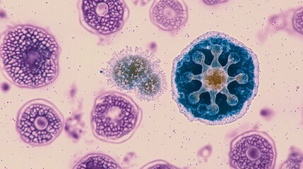 Microscopic View of Blood Cells Related to Aplastic Anemia