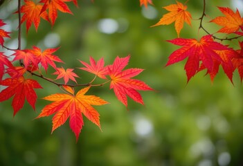 A backdrop of vibrant maple autumn leaves, showcasing rich reds, oranges, and yellows, set against a soft blurred background