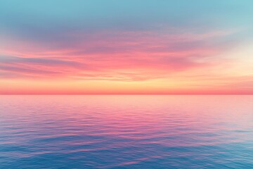 Obraz premium Beautiful sunset over calm ocean waters captured at twilight with vibrant colors blending in the sky