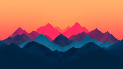 Obraz premium A stunning dawn breaks over vivid mountains, enveloping the landscape in warm hues of orange and pink. Visualization Practice Concept