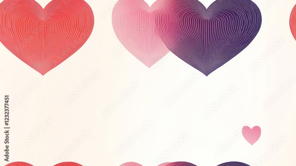 Aufkleber elegant minimalistic heart designs with soft gradient tones creating a romantic and sophisticated va