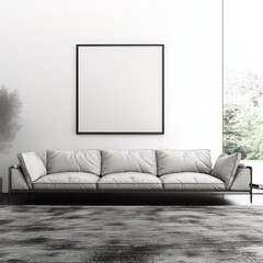 blank white fram and plant in the living room