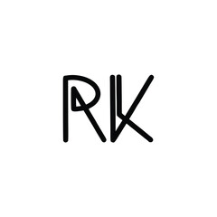 Obraz premium RK monogram logo design letter text name symbol monochrome logotype alphabet character simple logo