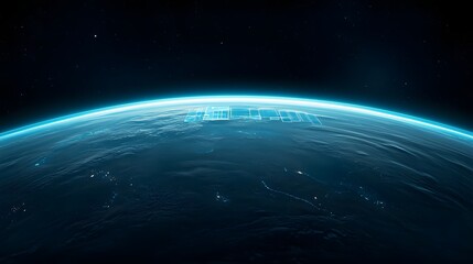 A Stunning Glimpse of the Glowing Earth from Space with Futuristic Elements and Starry Background. Visualization Practice Concept