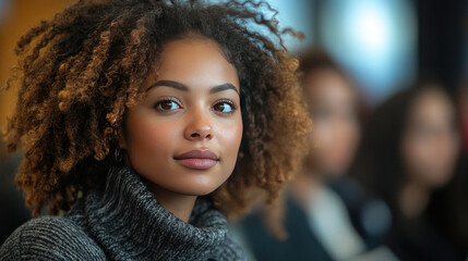 A consumer protection advocate hosting a workshop on recognizing fraudulent practices, with attendees taking notes