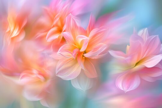 Beautiful pink and yellow flowers create a dreamy atmosphere in a soft focus setting during daylight hours