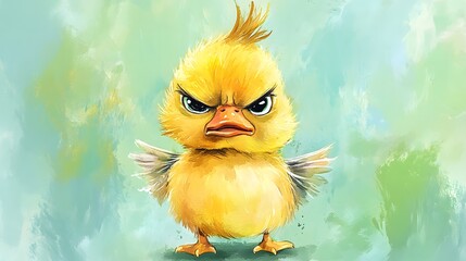 Cute little duck in a spring setting