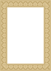 Vector square golden national Persian ornament. Rectangle, frame, border, ethnic pattern of the peoples of Iran, Iraq, Tajikistan