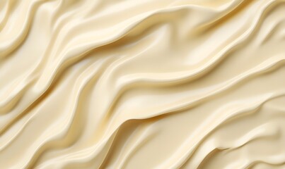 Obraz premium Creamy texture, flowing waves, pale yellow, background blur, food packaging